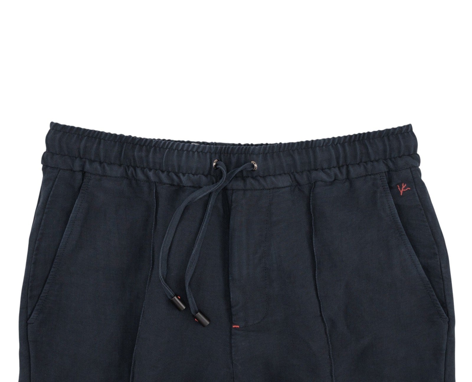 1050$ ISAIA NAPOLI Blue Navy Drawstring Pant Cotton Slim Tapered 32 US / 48 EU