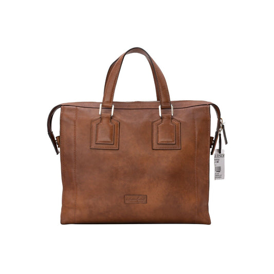 $1590 Testoni Bologna Briefcase PC Case Handbag Coffee TAMPONATO Calf 