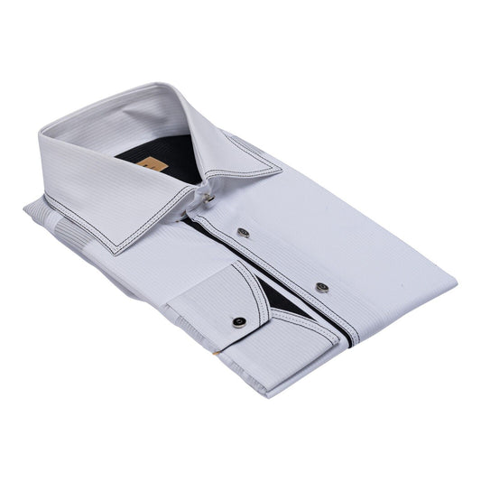 690$ LUXURY GERLIN Shirt White ALUMO Jacquard Cotton 16 - 41  4AF BIJAN