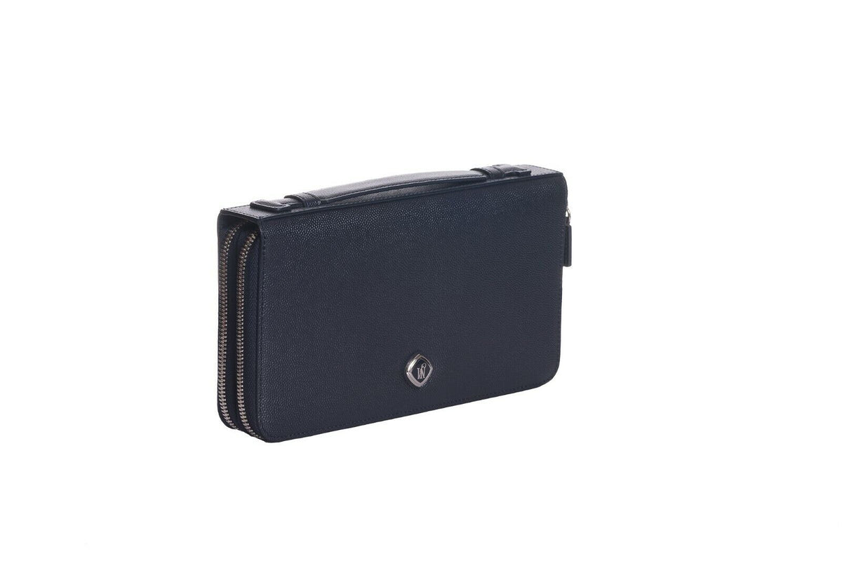 JM ICON by JOHNNY MANGLANI Dark Blue Clutch Bag Double Organizer Handbag Wallet