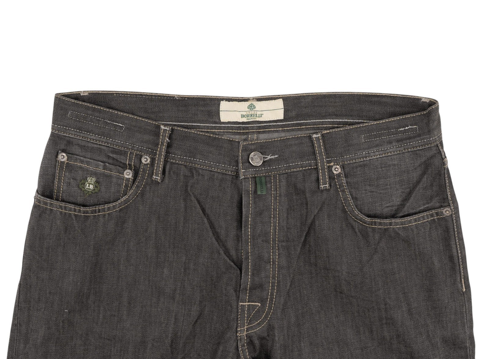 415$ LUIGI BORRELLI NAPOLI Gray Denim Jeans Pant Raw Cotton 36 US / 52 EU