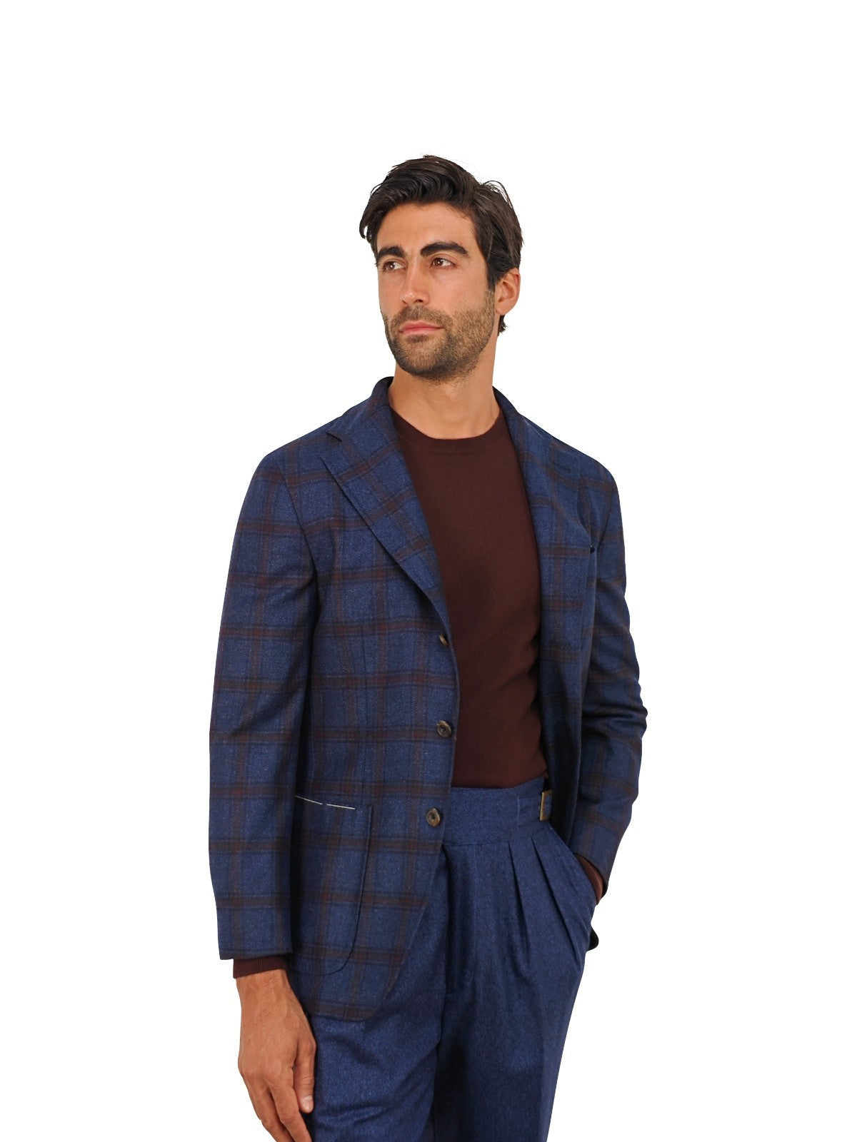 $2200 RUBINACCI NAPOLI Blue Checks Jacket Sport Coat 100% Cashmere