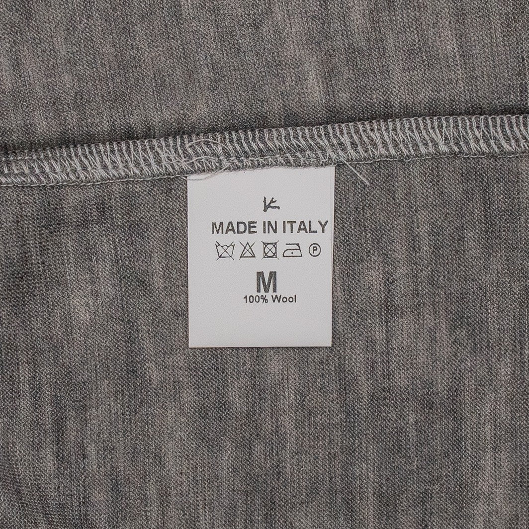 1075$ ISAIA NAPOLI Grey Sweater T- Shirt Long Sleeve Fine Wool Jersey Size M