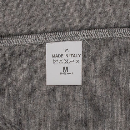 1075$ ISAIA NAPOLI Grey Sweater T- Shirt Long Sleeve Fine Wool Jersey Size M