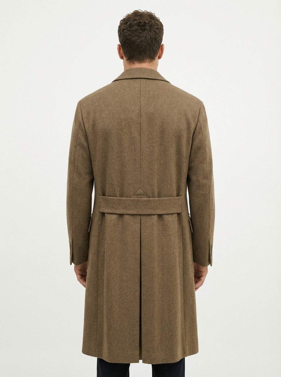 3500$ LUCIANO BARBERA Beige Martingale Overcoat 100% Cashmere 40 US / 50 EU