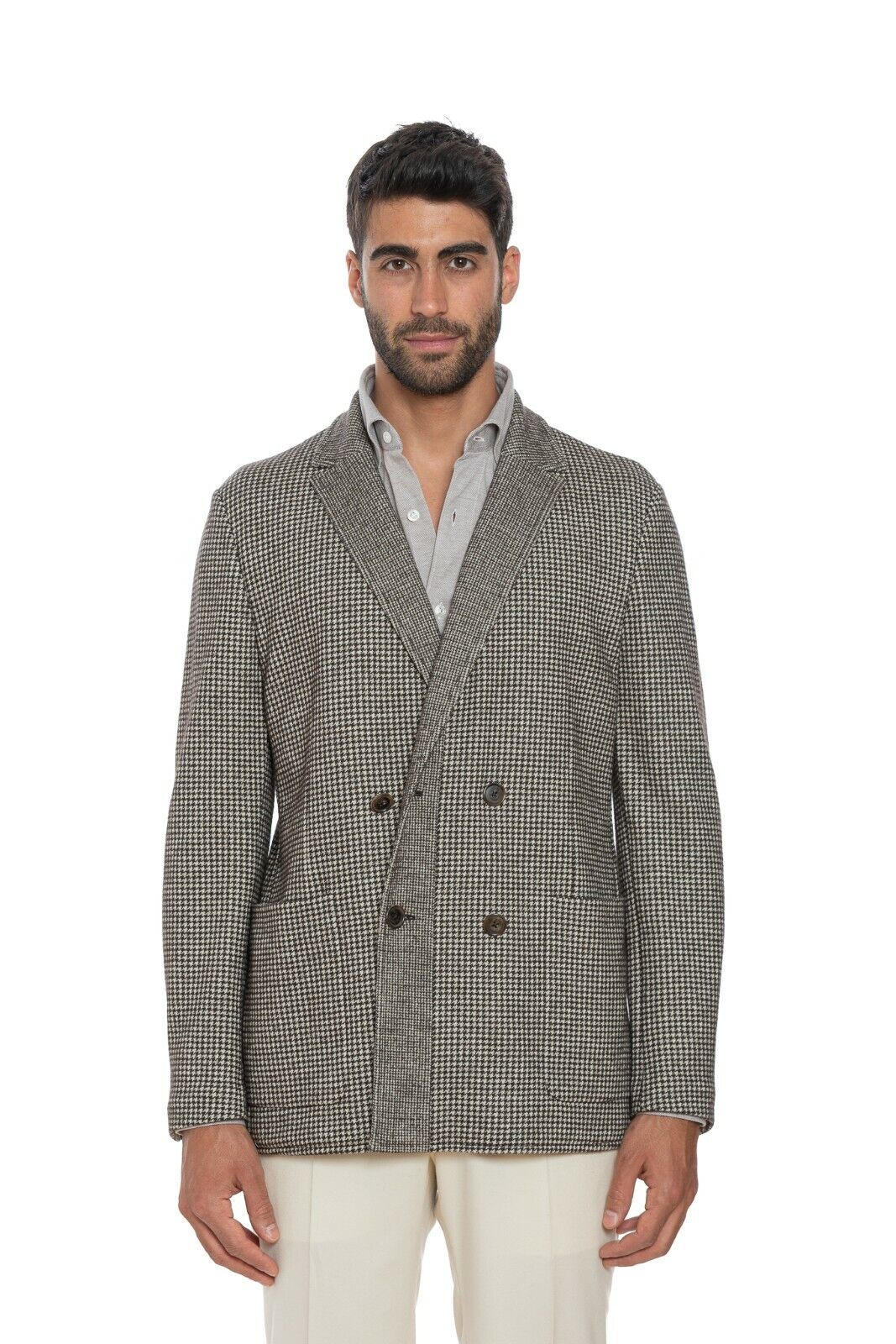$2280 BELVEST Double Breasted Jacket Brown Wool Houndstooth 40 US / 50 EU 8R