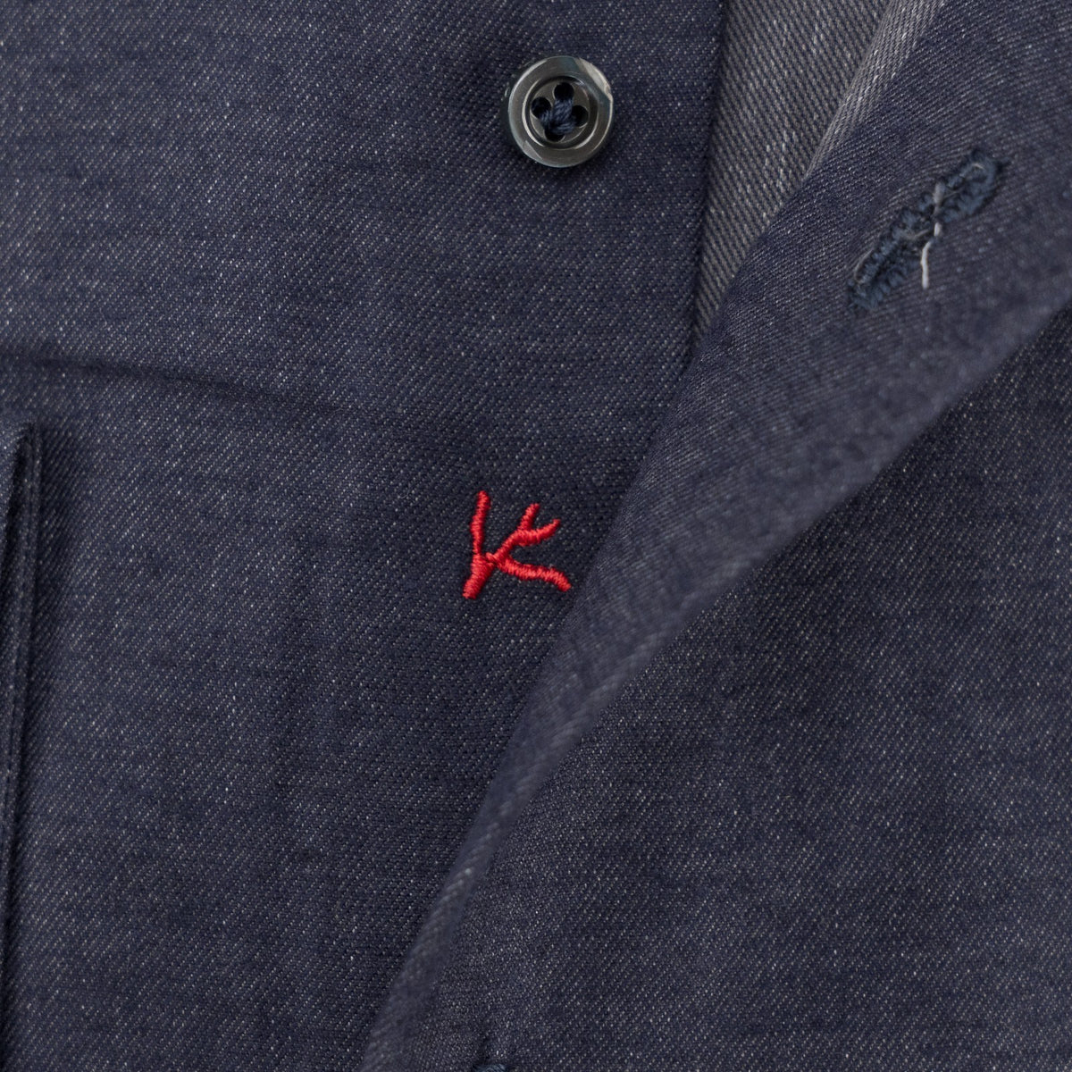 795$ ISAIA "Mix" Dress Shirt Dark Blue Cotton - Cashmere Hand - Sewn 18.5 - 46