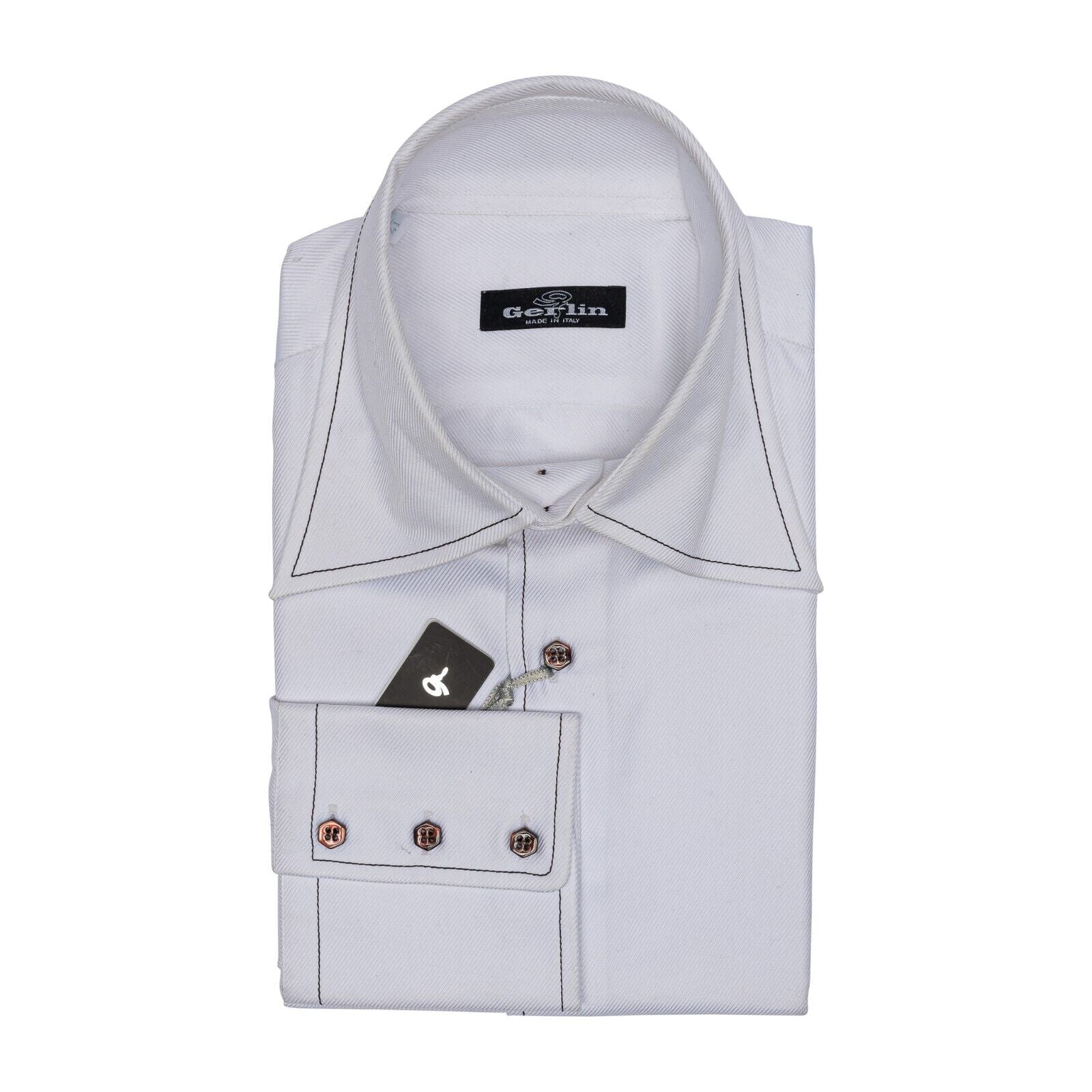 690$ LUXURY GERLIN Shirt White ALUMO Twill Cotton 16 - 41 3AR BIJAN