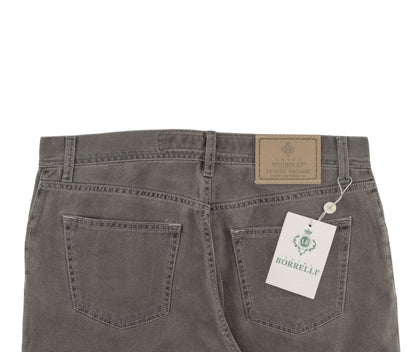 415$ LUIGI BORRELLI NAPOLI Solid Gray Denim Jeans Pant Cotton 34 US / 50 EU