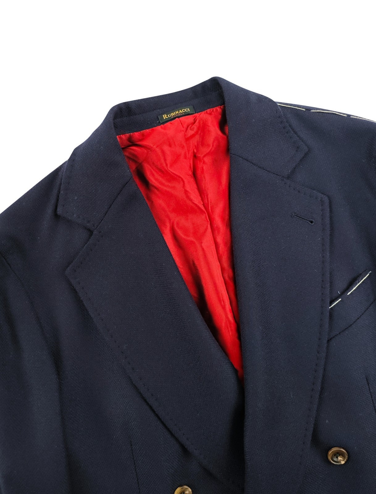 $1930 RUBINACCI Blue Double Breasted Jacket Sport Coat Wool Cashmere 40 US 50 EU