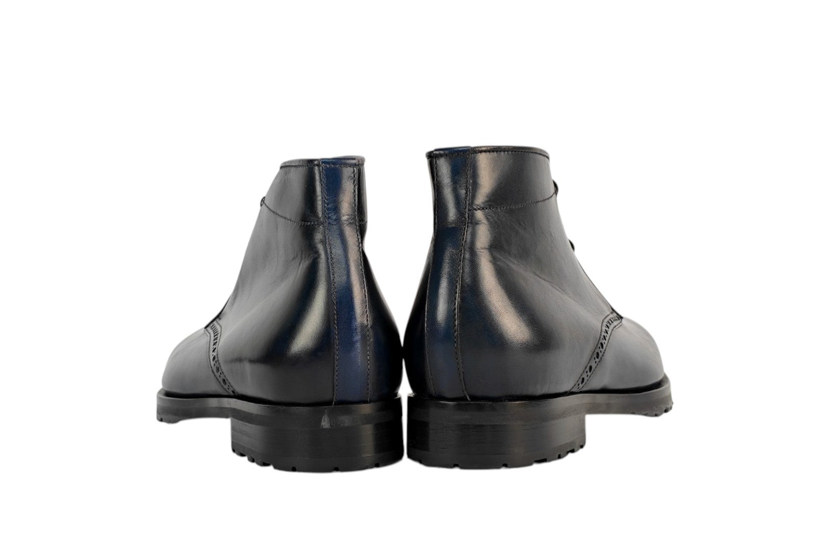 1450$ TESTONI Blue Shaded Desert Boot Shoes Calf Wool Lining 8 UK / 9 US / 42 IT
