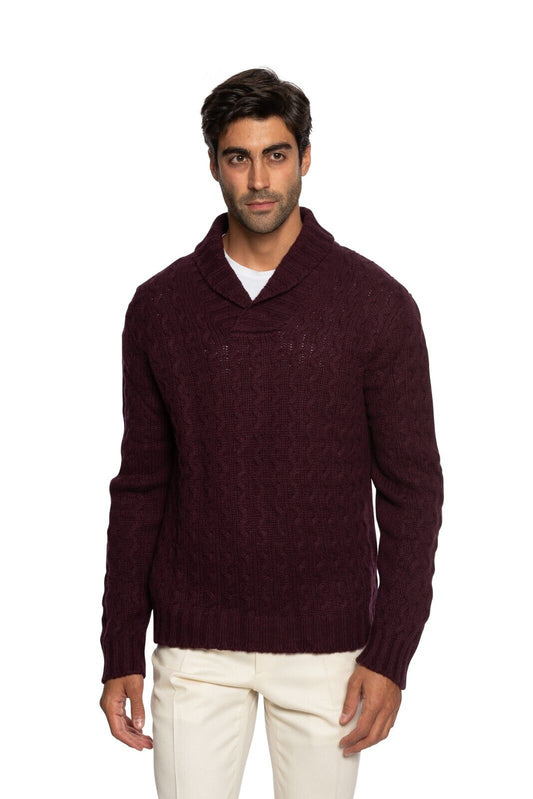 $1400 FEDELI CASHMERE Burgundy Cable-Knit Sweater 100% Cashmere 40 US / 50 EU