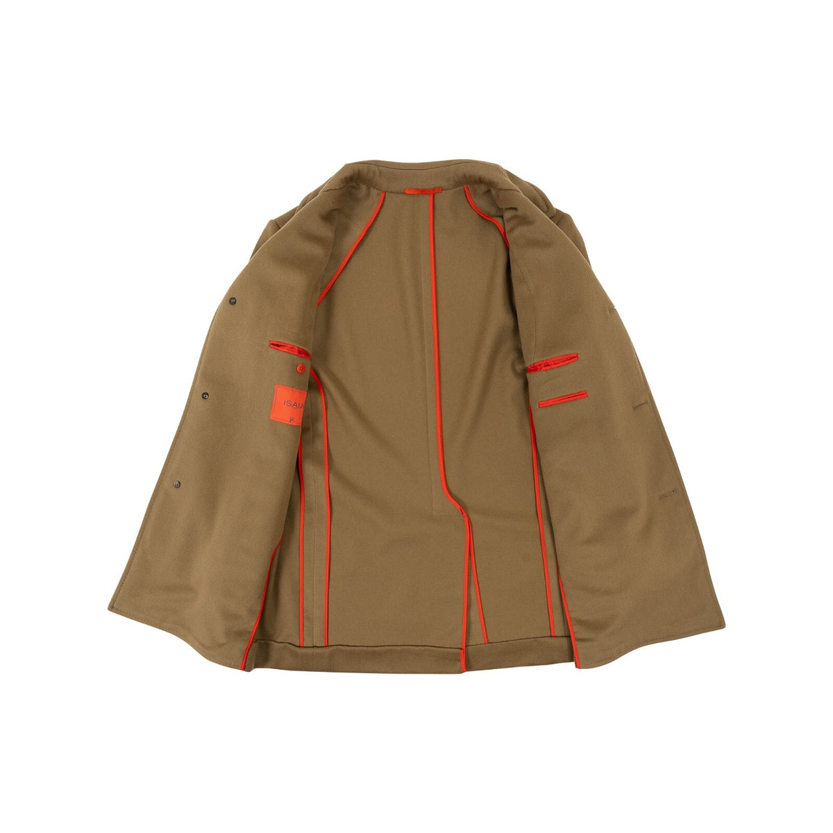 5900$ ISAIA NAPOLI Camel Single Breasted Overcoat Coat Wool 38 US / 48 EU