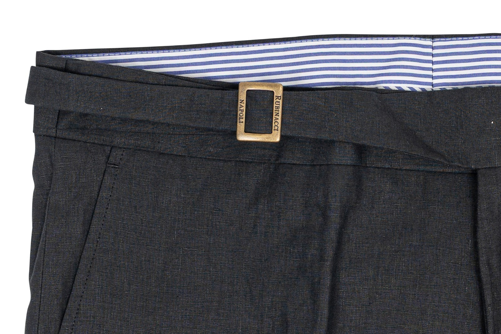 670$ RUBINACCI NAPOLI "Genny" Black 100% Linen Trouser Pant 40 US / 56 EU