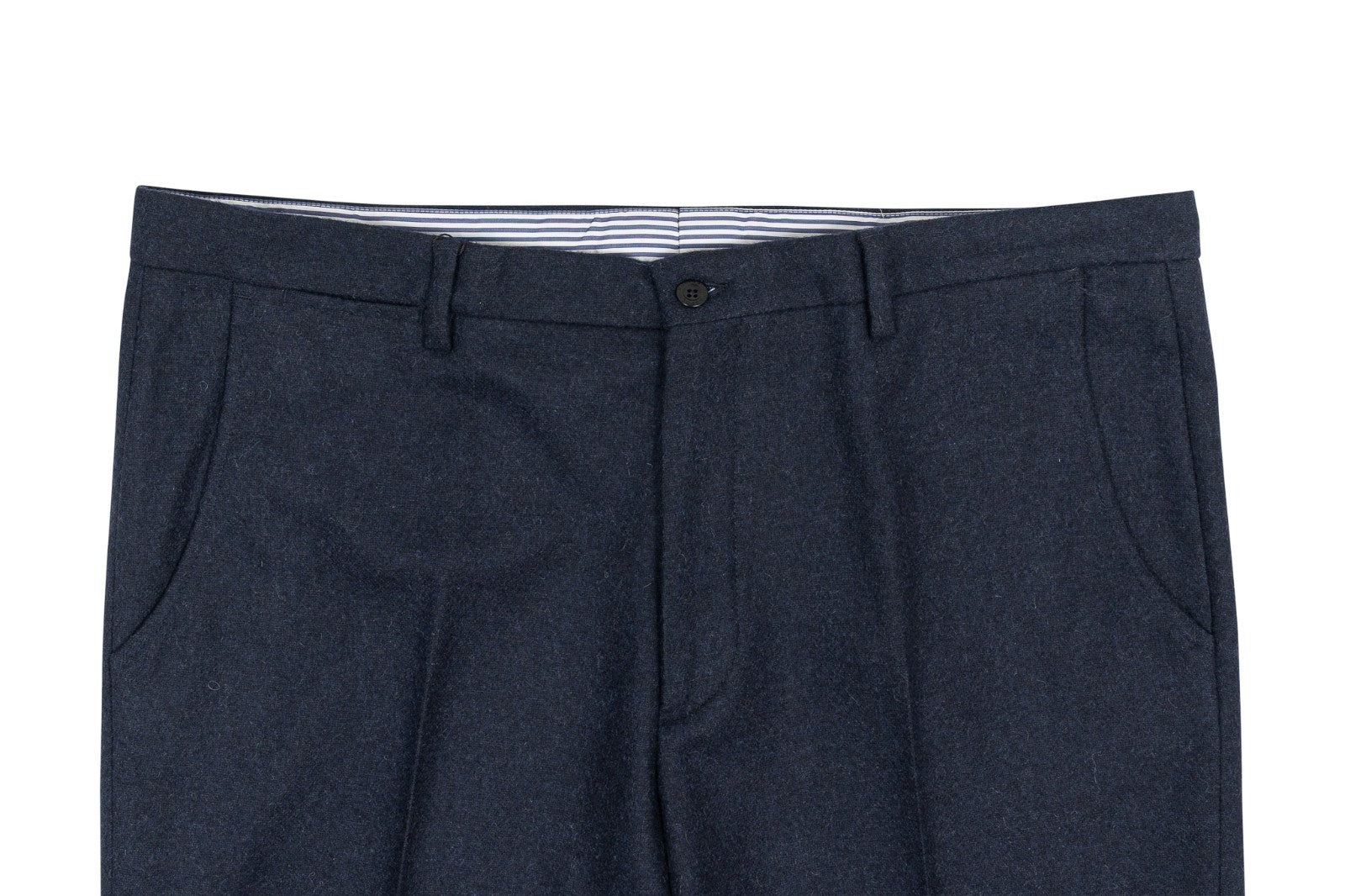 670$ RUBINACCI NAPOLI "Luca" Blue Navy  Pant Flannel Wool  40 US / 56 EU