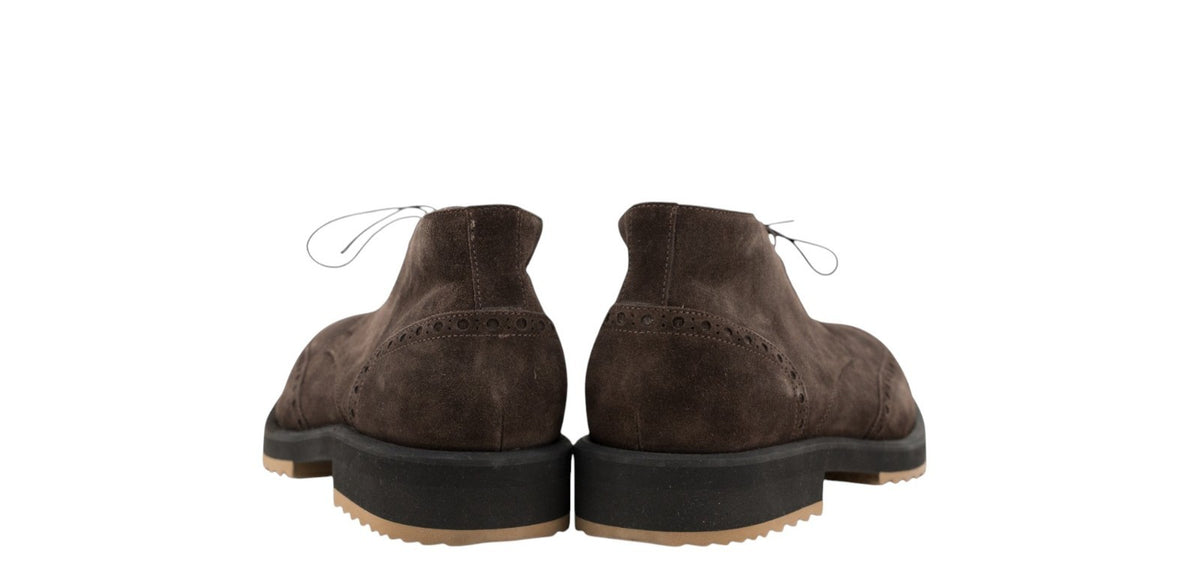 1350$ TESTONI "Pisa" Desert Derby Boot Shoes Suede Brown 8 UK / 9 US / 42 IT