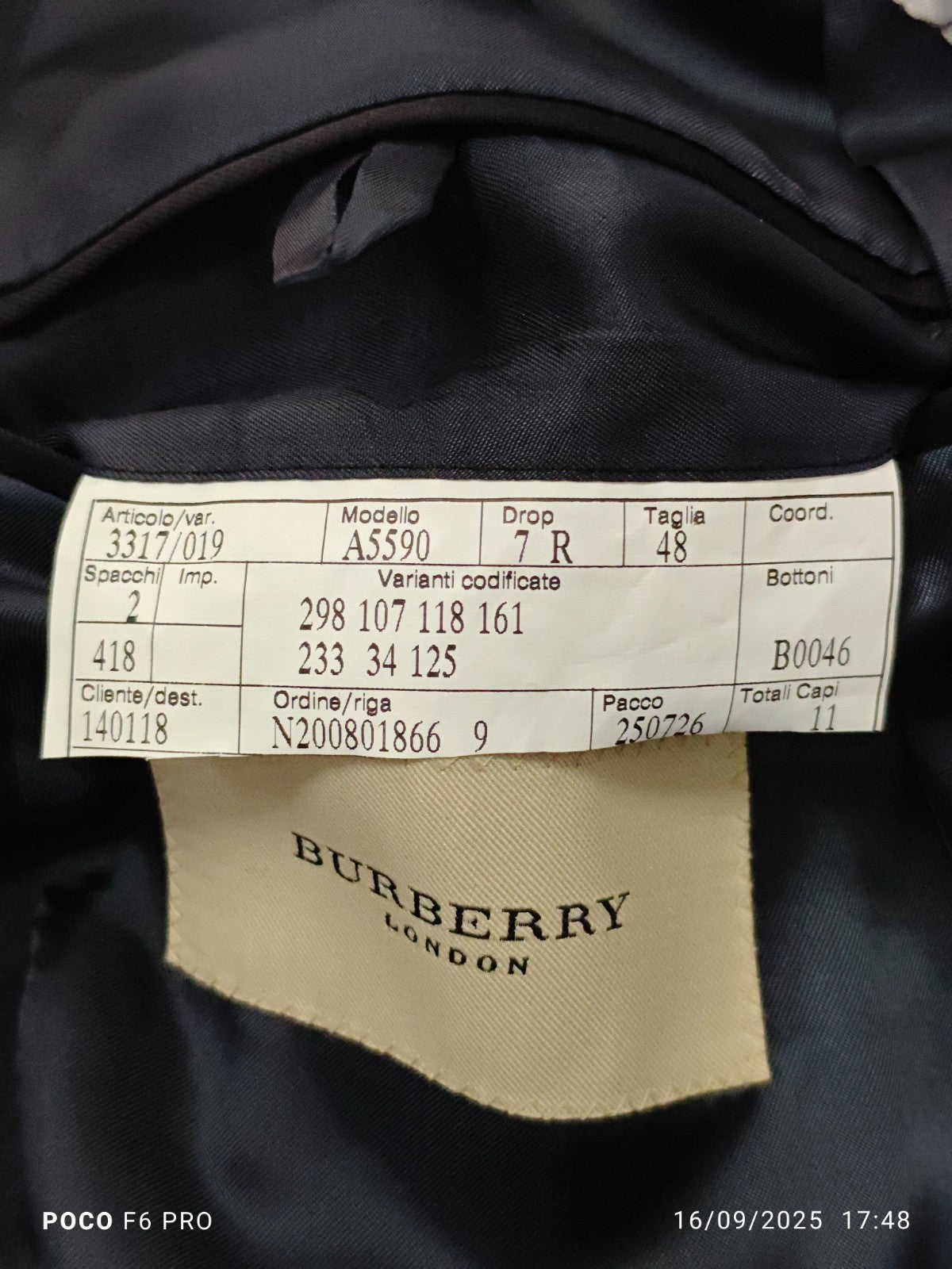 $1800 BURBERRY LONDON Blue Midnight Solid Suit Fine Wool 150's  38 US / 48 EU 7R