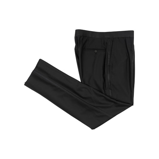 1250$ ISAIA NAPOLI Black Navy Hand-Sewn Tuxedo Dress Pant Wool 42 US / 58 EU