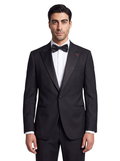 $7450 ISAIA Sanita "Aquaspider" Black Tuxedo Suit  Wool Water Repellent 8C