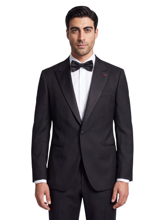 $7450 ISAIA Sanita "Aquaspider" Black Tuxedo Suit  Wool Water Repellent 8C