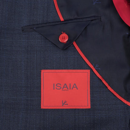 $6700 ISAIA "Sanita" Blue Suit Wool Glen Plaid Comfort Project 42 US / 52 EU 7R