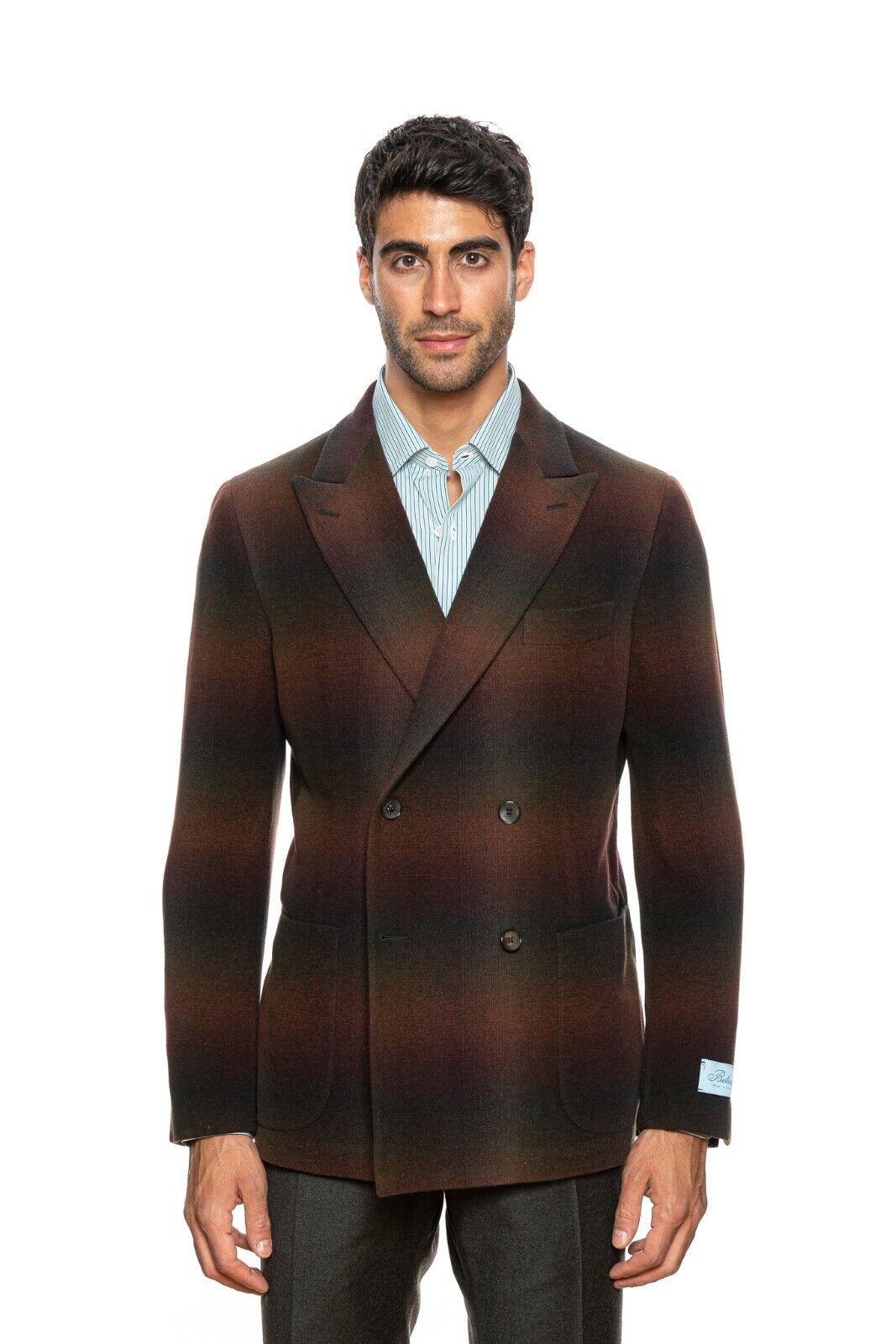 $2290 BELVEST Flannel Wool Jacket Double Breasted 42 US / 52 EU Drop 8R Slim