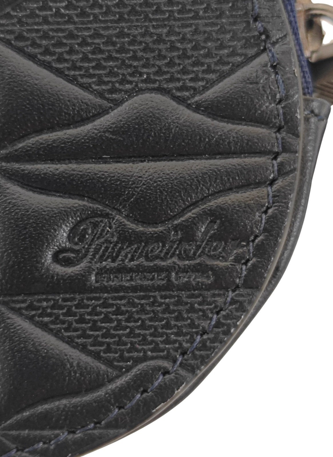 135$ PINEIDER FIRENZE 1774 Round Zip Coin Holder Embossed Calf Blue