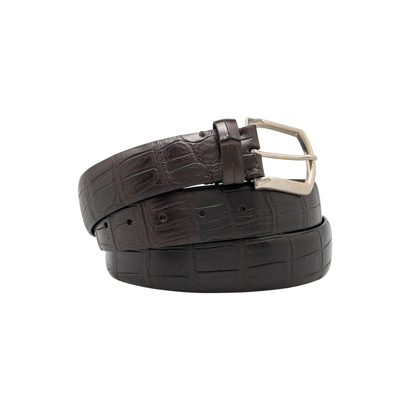 $1250 RUBINACCI NAPOLI Dark Brown Handmade Belt 100% Alligator 105/120  ( L )