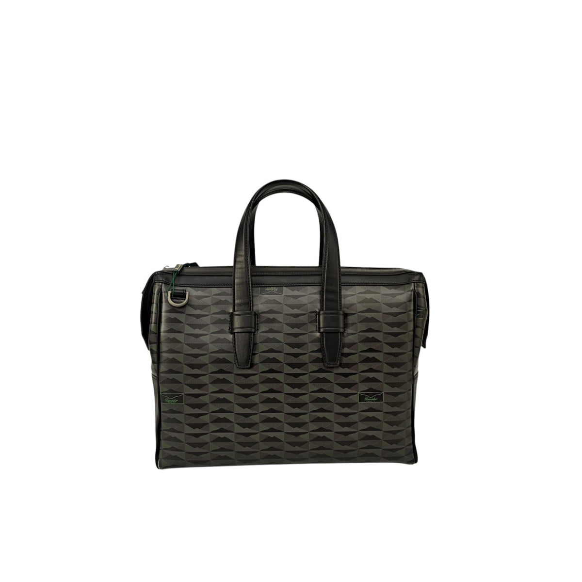1250$ PINEIDER FIRENZE 1774 "New Empress" Calf PC Briefcase Bag Black / Green