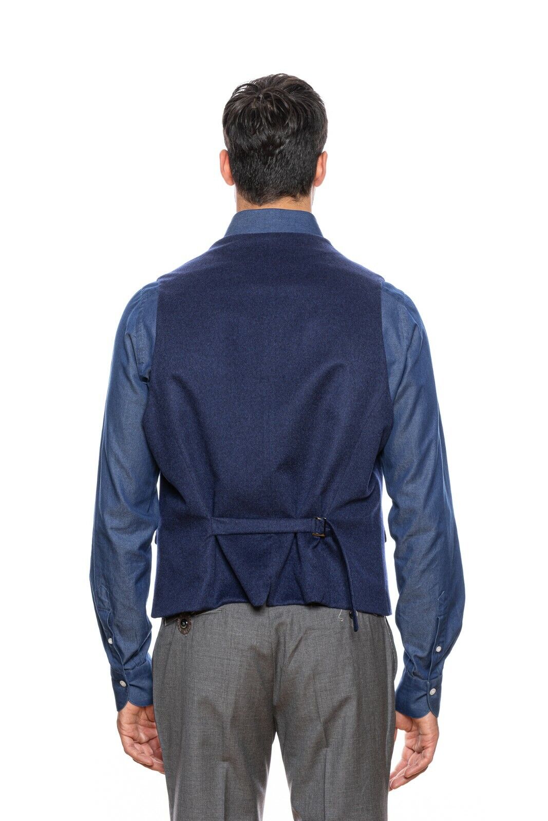 $3050 BELVEST Blue Pure Cashmere Jacket + Vest Double Breasted 46 US / 56 EU  6R