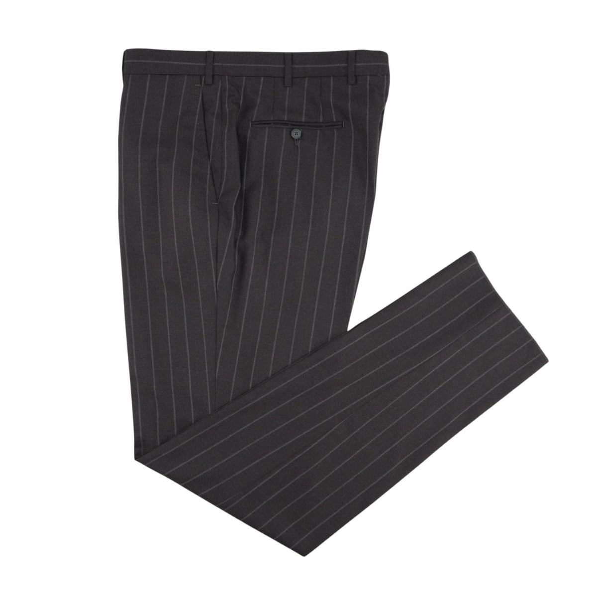 $6850 ISAIA NAPOLI "Gregorio" Dark Gray Suit Hand-Sewn Fine Wool Striped