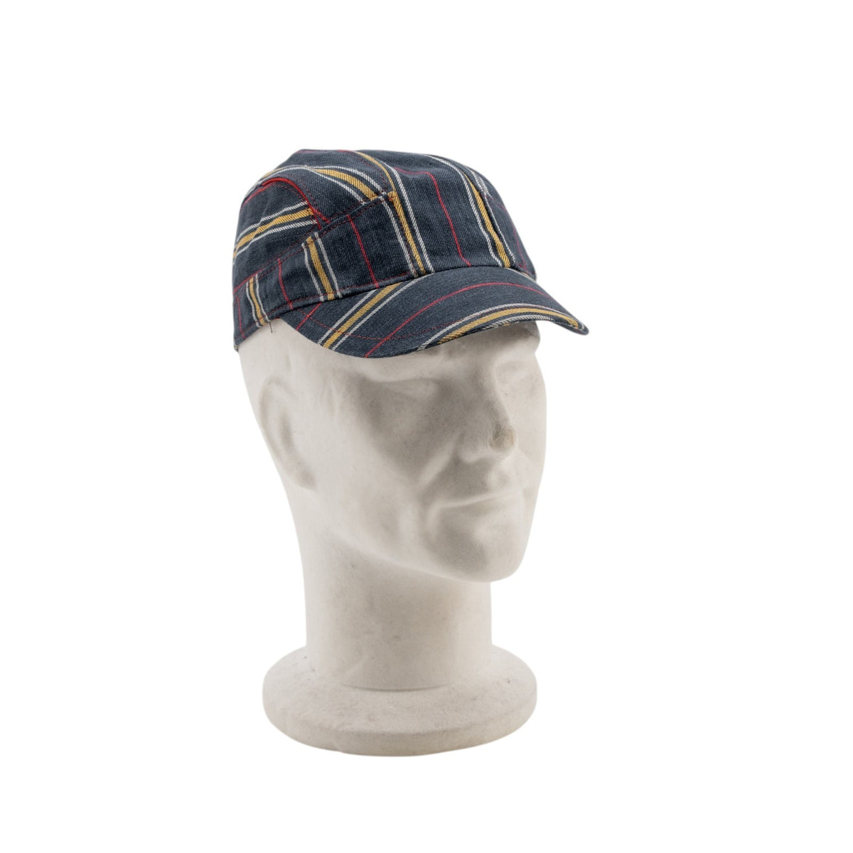 $230 BORSALINO Hiker Baseball Hat Blue Striped 100% Linen Leather Details Size S