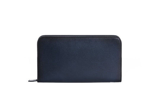 ARALDI MILANO 1930 Ocean Blue TAMPONATO Leather Clutch Bag Travel Wallet Handbag