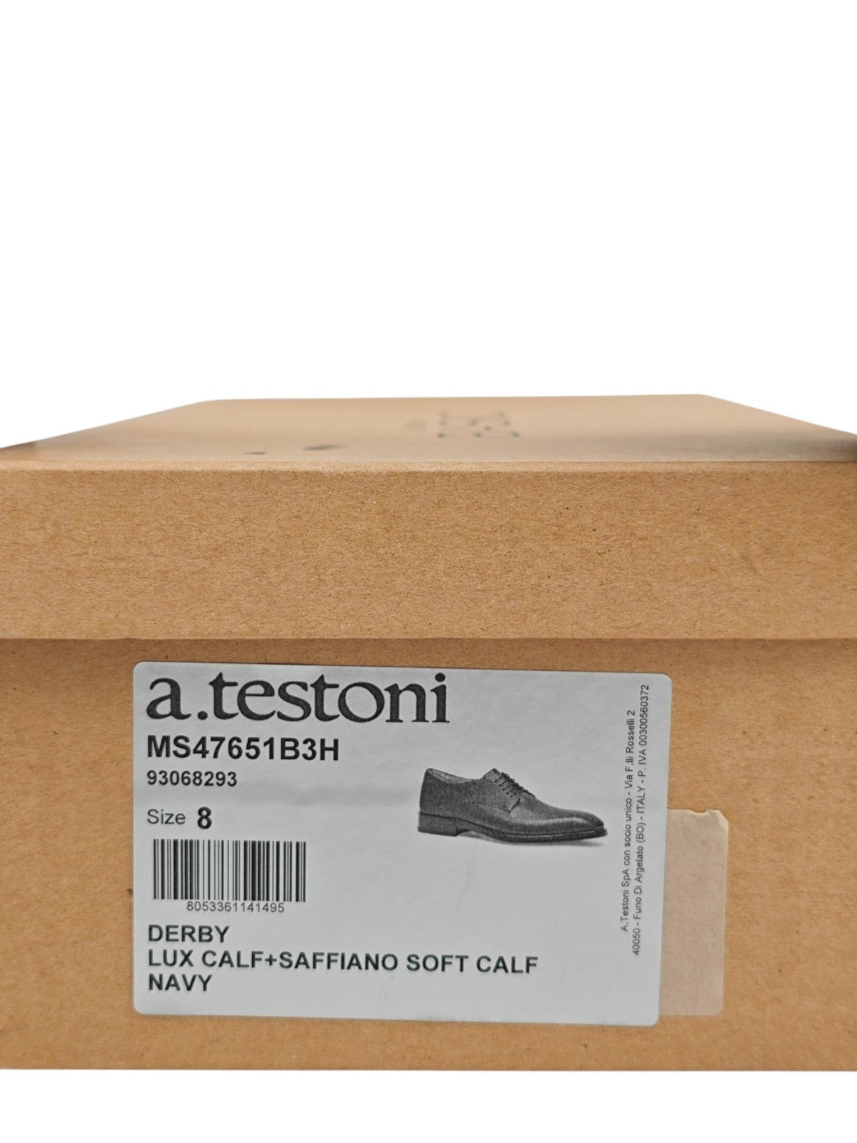 1250$ TESTONI Derby Shoes Calf Blue Navy 8 UK / 9 US / 42 IT