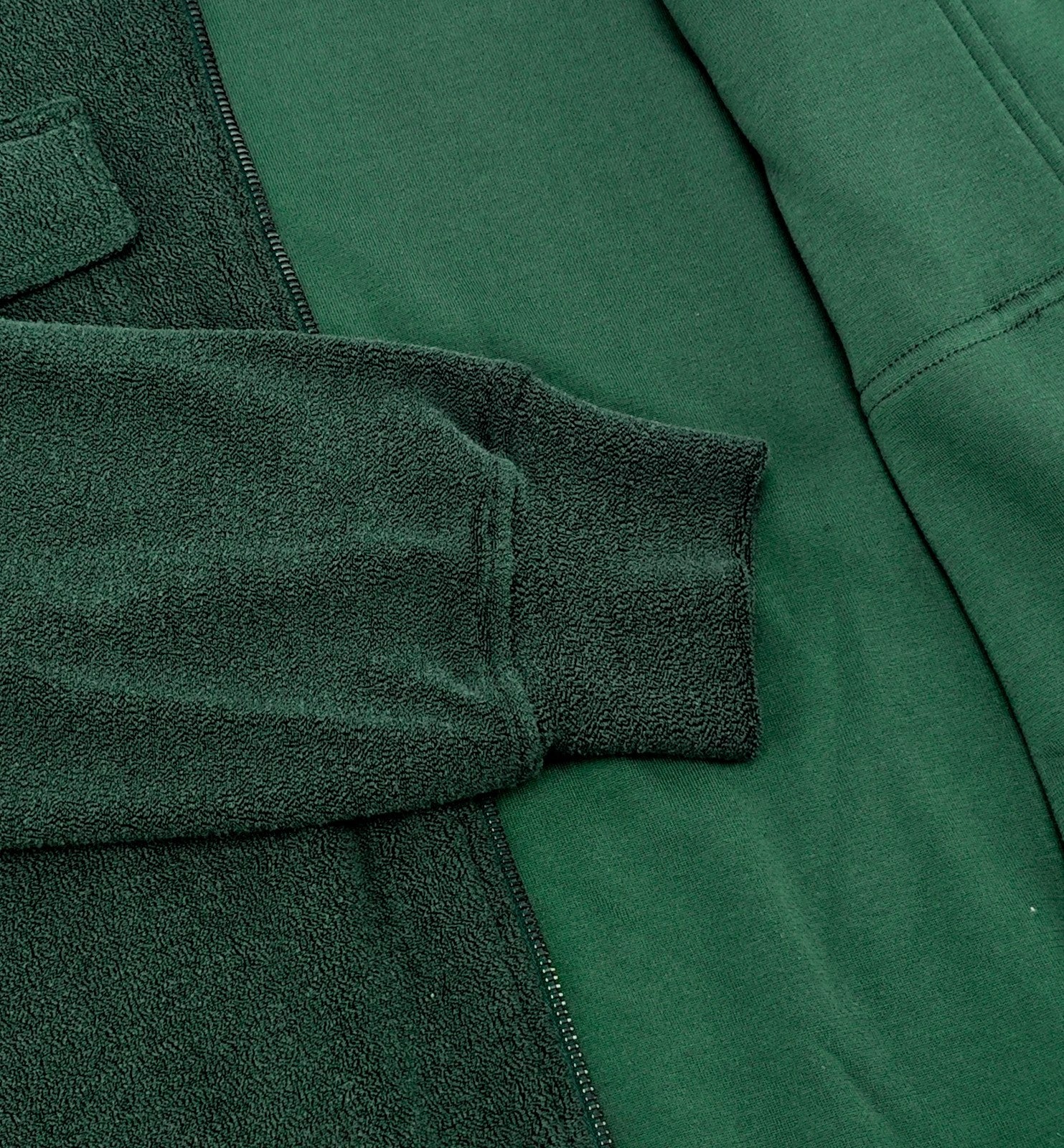$1750 ISAIA NAPOLI Forest Green Zip Track Jacket Terry Cotton - Silk Size M