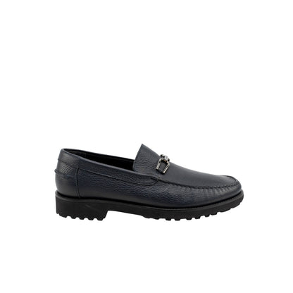 1200$ TESTONI Loafer Shoes Printed YorkCalf Blue Navy+Metal 8 UK / 9 US / 42 IT