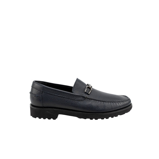 1200$ TESTONI Loafer Shoes Printed YorkCalf Blue Navy+Metal 8 UK / 9 US / 42 IT