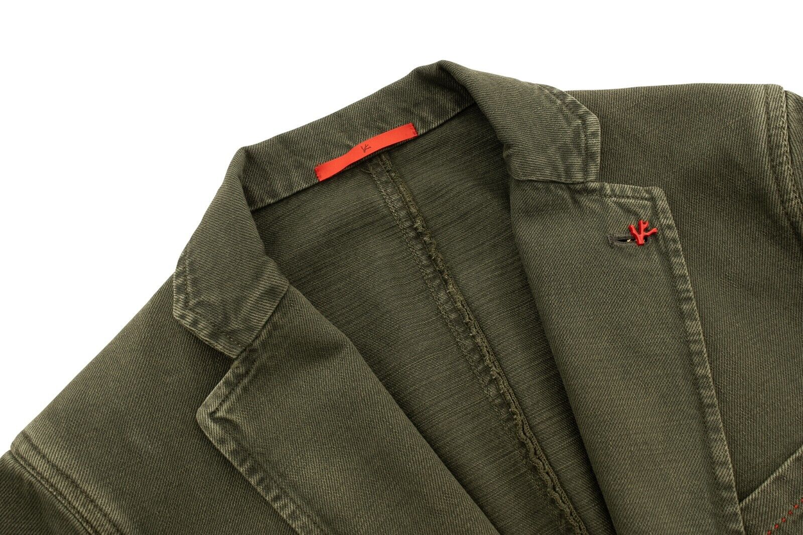 NWD $2500 ISAIA NAPOLI Green Denim Hand-Sewn Jacket Cotton Size 38 US / 48 EU