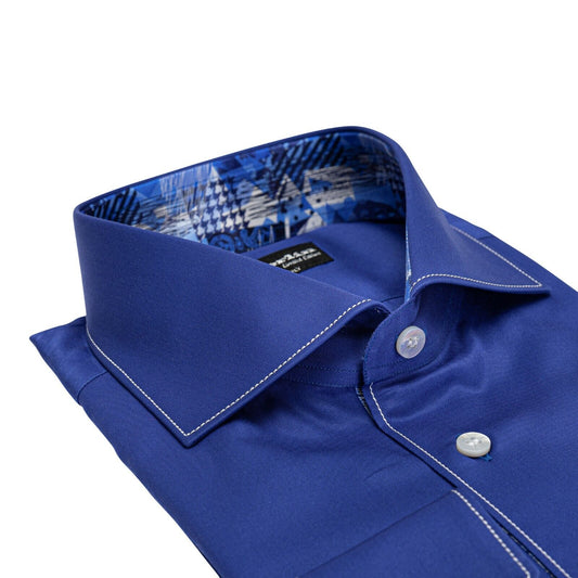 ITALIAN LUXURY 950$ GERLIN Shirt Blue ALUMO Cotton + Silk  ZILLI