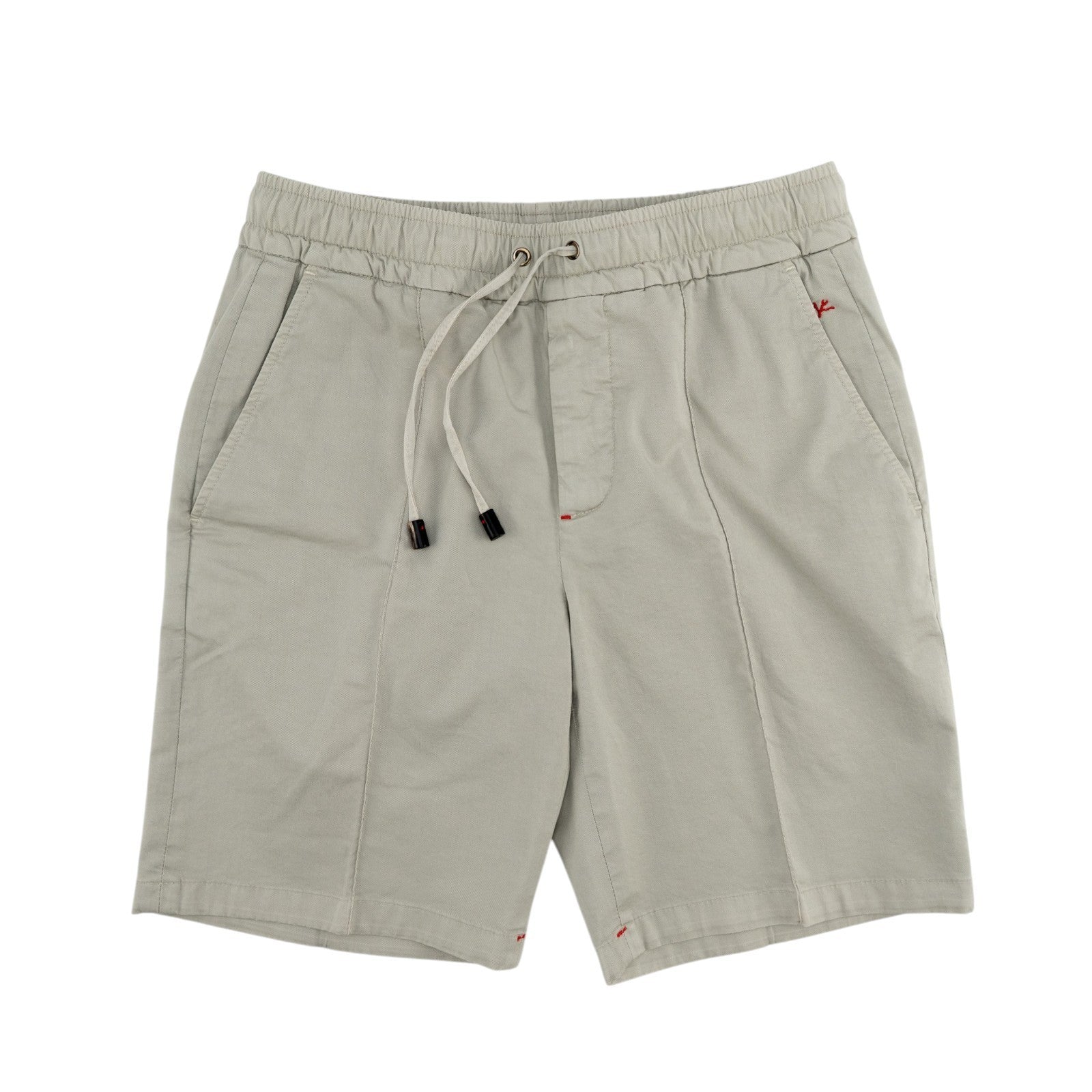 850$ ISAIA NAPOLI Ivory Garment Dyed Comfort Cotton Short Drawstring Pants