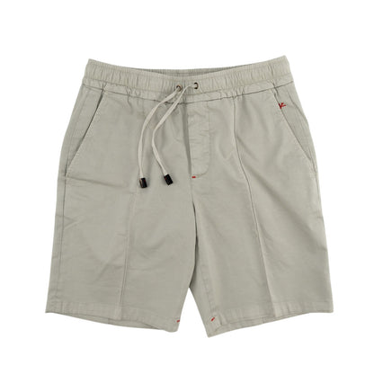 850$ ISAIA NAPOLI Ivory Garment Dyed Comfort Cotton Short Drawstring Pants