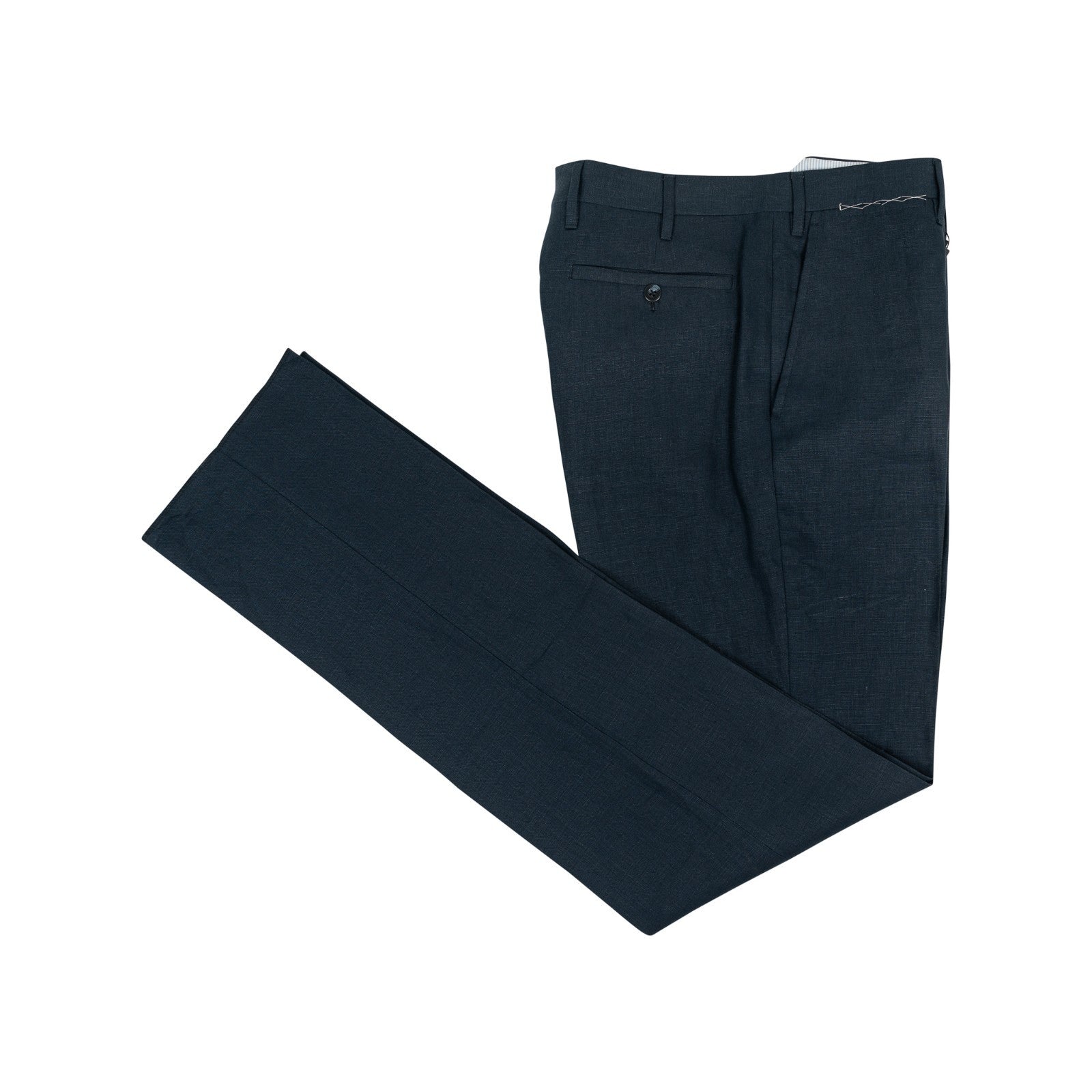 670$ RUBINACCI NAPOLI Dark Blue 100% Linen Dress Pant 30 US / 46 EU