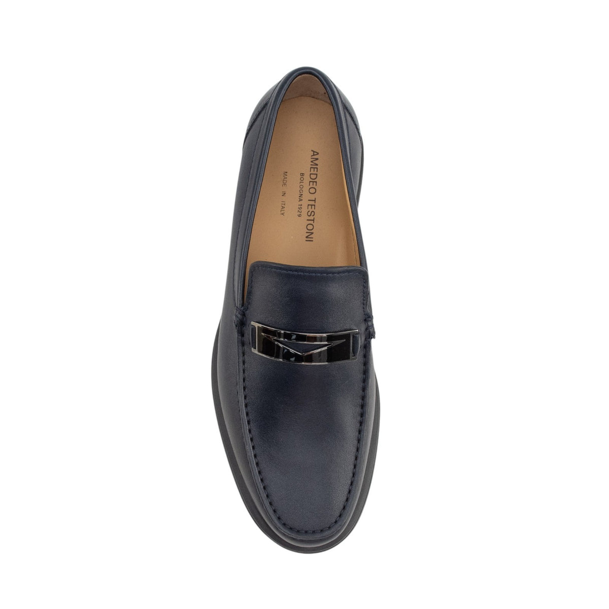 1250$ TESTONI "Gargano" Sport Napa Calf Navy + Dark Metal 8 UK / 9 US / 42 IT