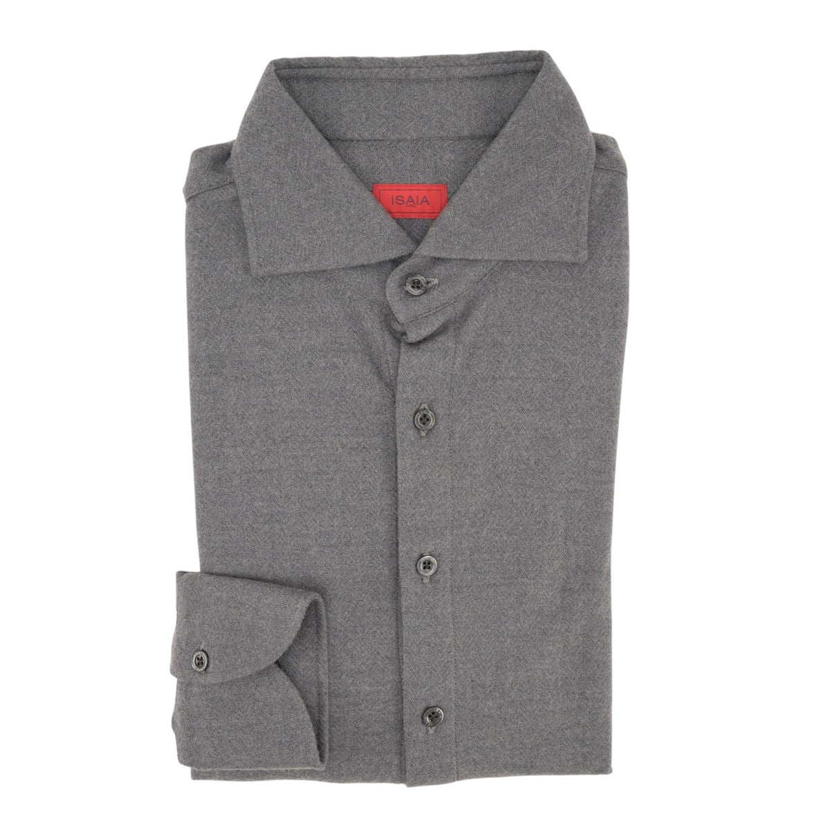1450$ ISAIA NAPOLI Gray Hand-Sewn Shirt Soft Wool  16 - 41