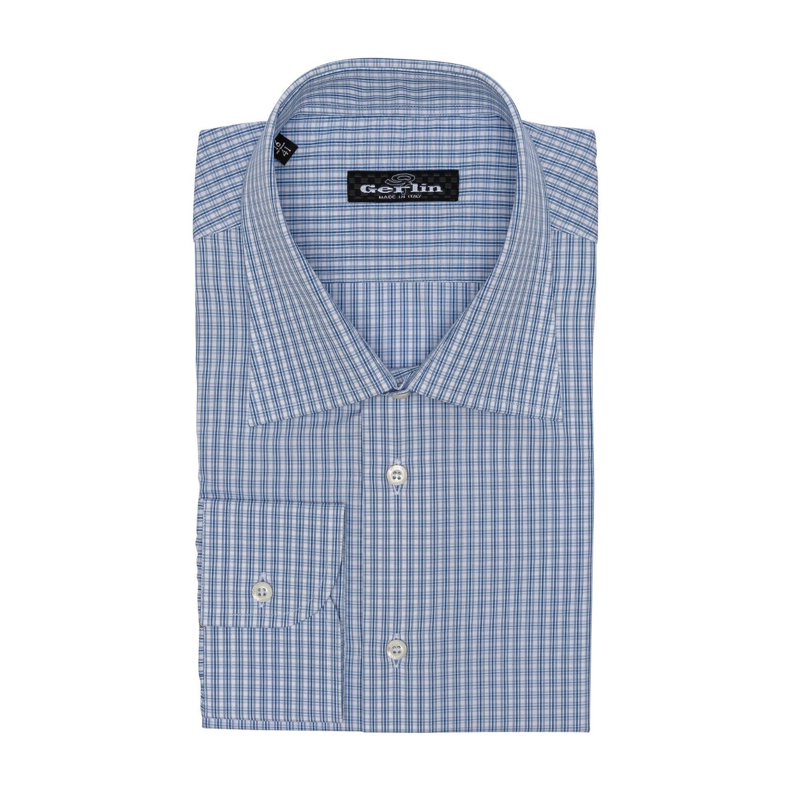 690$ LUXURY GERLIN Shirt Blue Check THOMAS MASON Cotton 16 - 41 2I BIJAN