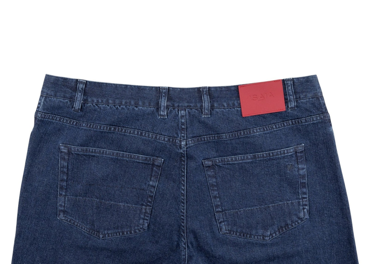 795$ ISAIA Dark Blue 5 Pocket Denim Pant Jeans Cotton Regular Fit 38 US / 54 EU