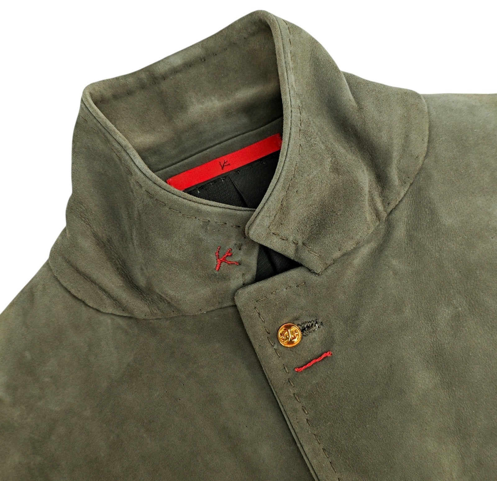 7100$ ISAIA Green Jacket Sport Coat 100% Suede Lambskin Leather 38 US / 48 EU