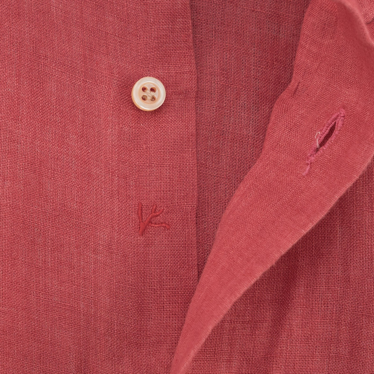 765$ ISAIA NAPOL Red Pompeian Dress Shirt Button Down 100% Linen Hand-Sewn