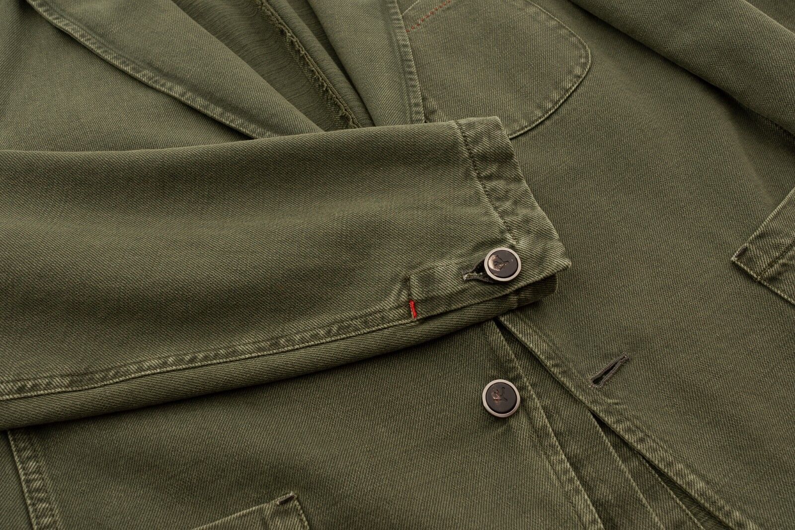 NWD $2500 ISAIA NAPOLI Green Denim Hand-Sewn Jacket Cotton Size 38 US / 48 EU