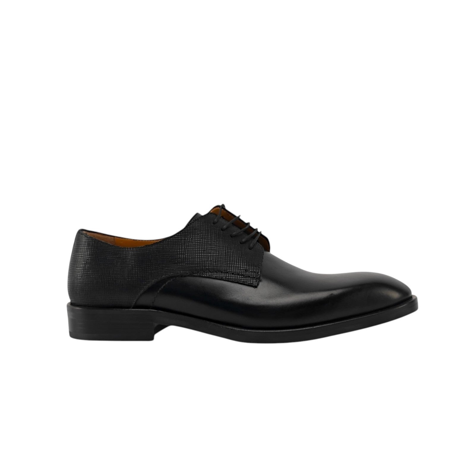 1200$ TESTONI Derby Shoes Black Lux Calf + Saffiano 8 UK / 9 US / 42 IT